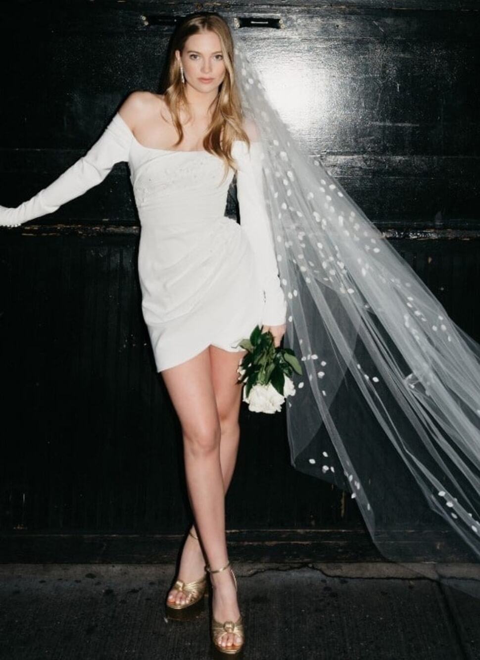 NEW Tansy By Watters Ivory Off-Shoulder Cocktail Bridal Bride Mini Dress SZ 4